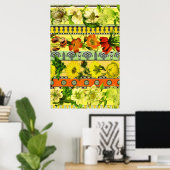 ヴィンテージガーデンイエローフローラ植物学 ポスター (ホームオフィス)