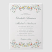 ヴィンテージガーデンウォーター結婚カラー ベラム紙招待状 (正面)