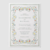ヴィンテージガーデンウォーター結婚カラー ベラム紙招待状