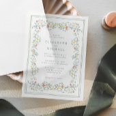 ヴィンテージガーデンウォーター結婚カラー ベラム紙招待状