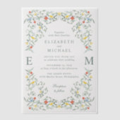 ヴィンテージガーデンウォーター結婚カラー ベラム紙招待状 (正面)