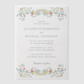 ヴィンテージガーデンウォーター結婚カラー ベラム紙招待状 (正面)