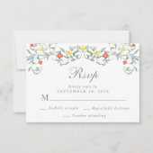 ヴィンテージガーデンウォーター結婚カラー 出欠カード (正面)