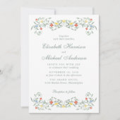 ヴィンテージガーデンウォーター結婚カラー 招待状 (正面)