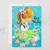 ヴィンテージガーデンガールのクリスマス新年の挨拶 シーズンカード (正面)