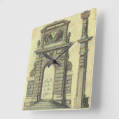 ヴィンテージガーデンゲートアーチ、ルネッサンス建築 スクエア壁時計 (傾斜)