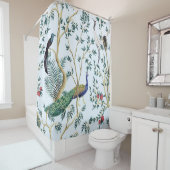 ヴィンテージガーデンザクロ果樹、エキゾチックな鳥 シャワーカーテン (インサイチュ)