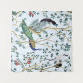 ヴィンテージガーデンザクロ果樹、エキゾチックな鳥 タペストリー (正面(横))