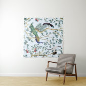 ヴィンテージガーデンザクロ果樹、エキゾチックな鳥 タペストリー (インサイチュ(横))