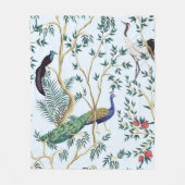 ヴィンテージガーデンザクロ果樹、エキゾチックな鳥 フリースブランケット (正面)