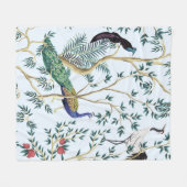 ヴィンテージガーデンザクロ果樹、エキゾチックな鳥 フリースブランケット (正面(横))