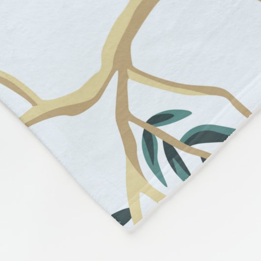 ヴィンテージガーデンザクロ果樹、エキゾチックな鳥 フリースブランケット (角)