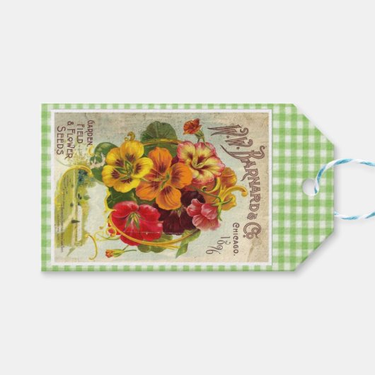 ヴィンテージガーデンシードギフトラベルデザイン3 ギフトタグ (正面(横))