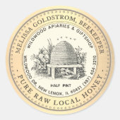 ヴィンテージガーデンスキップハニーラベル金ゴールド縁どビーチ ラウンドシール (正面)