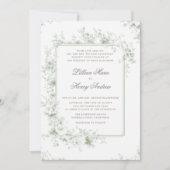 ヴィンテージガーデンセージ緑フォーマルトワ結婚ーズ 招待状 (正面)