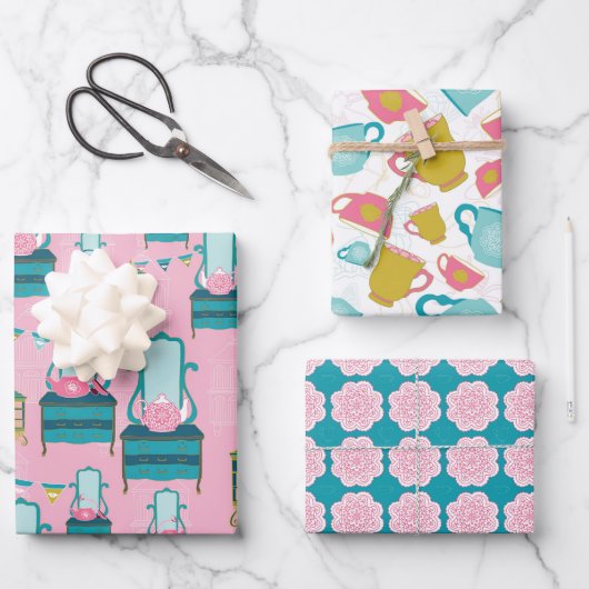 ヴィンテージガーデンティーパーティー ラッピングペーパーシート (正面)