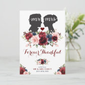 ヴィンテージガーデンネイビーマルーンバラミセス・シルエット サンキューカード (スタンド正面)