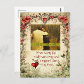 ヴィンテージガーデンハートと写真、甘い愛引用文 ポストカード (正面/裏面)