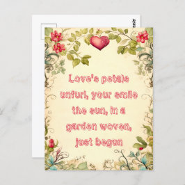 ヴィンテージガーデンハートの甘い愛引用文 ポストカード