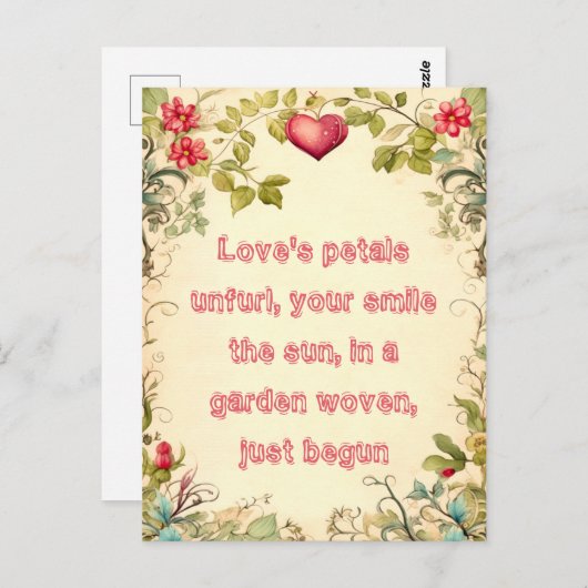 ヴィンテージガーデンハートの甘い愛引用文 ポストカード (正面/裏面)