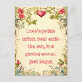 ヴィンテージガーデンハートの甘い愛引用文 ポストカード (正面)