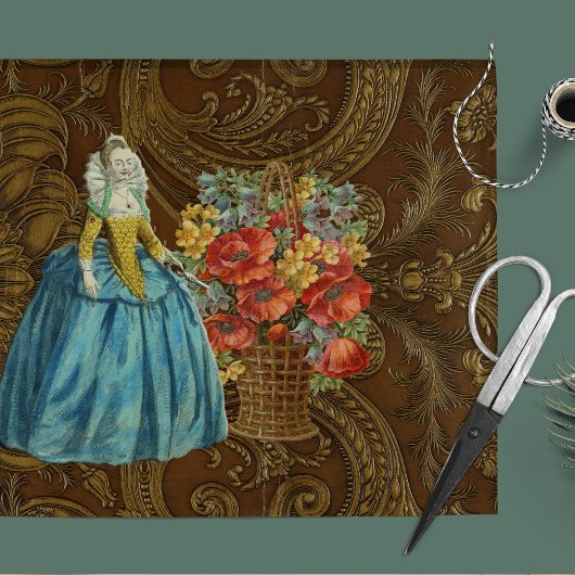 ヴィンテージガーデンバスケットデコページティッシュペーパー 薄葉紙