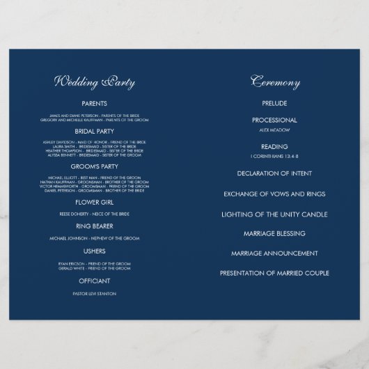 ヴィンテージガーデンバラ – ウェディングプログラム (裏面)