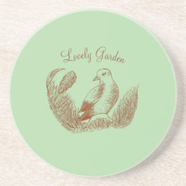 ヴィンテージガーデンバード – モノクロエレガントフローラ コースター