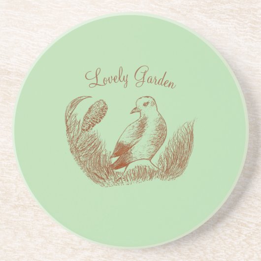 ヴィンテージガーデンバード – モノクロエレガントフローラ コースター (正面)