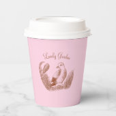 ヴィンテージガーデンバード – モノクロエレガントフローラ 紙コップ (正面)