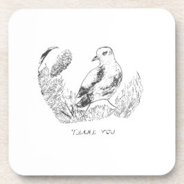 ヴィンテージガーデンバード – モノクロフローラありがとう コースター