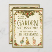 ヴィンテージガーデンパーティーケイト・グリーンウェイガール 招待状 (正面/裏面)