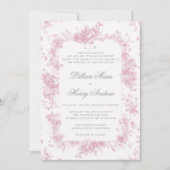 ヴィンテージガーデンピンクトールフランスのフローラ結婚ズ 招待状 (正面)