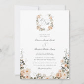 ヴィンテージガーデンピーチアンドセージ結婚フローラ 招待状 (正面)
