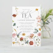 ヴィンテージガーデンフラワーウォーターカラーブライダル茶 招待状 (スタンド正面)