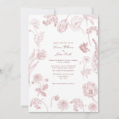 ヴィンテージガーデンフラワーズダスティーバラ写真結婚の写真 招待状 (正面)