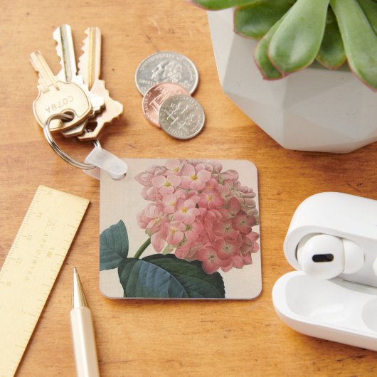 ヴィンテージガーデンフラワーピンクアジサイ キーホルダー (デスク)