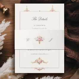 ヴィンテージガーデンフランスシャトーロマンチックウェディング 招待状ベリーバンド