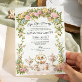 ヴィンテージガーデンフローラティーパーティーブライダルシャワー 招待状