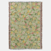 ヴィンテージガーデンフローラバラピンク/グリーンカントリー スローブランケット (正面縦)