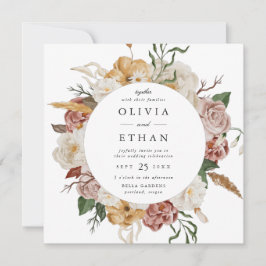 ヴィンテージガーデンフローラフレーム結婚スクエア 招待状