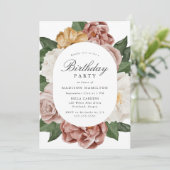 ヴィンテージガーデンフローラフレーム誕生日パーティー 招待状 (スタンド正面)