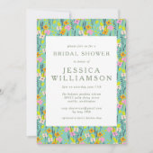 ヴィンテージガーデンフローラブライダルシャワーミントピンク 招待状 (正面)
