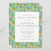 ヴィンテージガーデンフローラブライダルシャワーミントピンク 招待状 (正面/裏面)