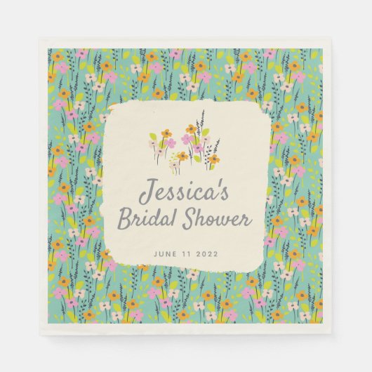ヴィンテージガーデンフローラブライダルシャワー招待 スタンダードランチョンナプキン (正面)