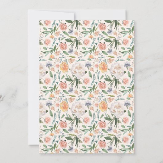 ヴィンテージガーデンフローラルパターンパープルブライダルシャワー 招待状 (裏面)