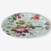 ヴィンテージガーデンフローラルパターン ペーパープレート (アングル)