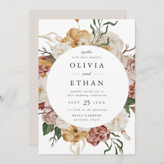 ヴィンテージガーデンフローラ円結婚枠 招待状 (正面/裏面)