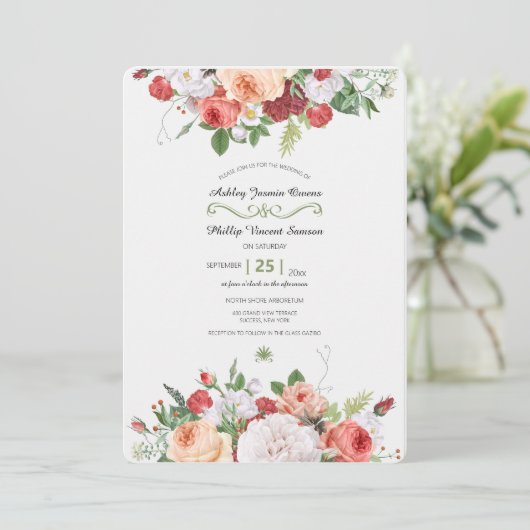 ヴィンテージガーデンフローラ結婚式招待状 招待状 (スタンド正面)