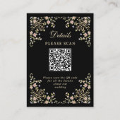 ヴィンテージガーデンブラック | の結婚詳細とQRコード エンクロージャーカード (正面)